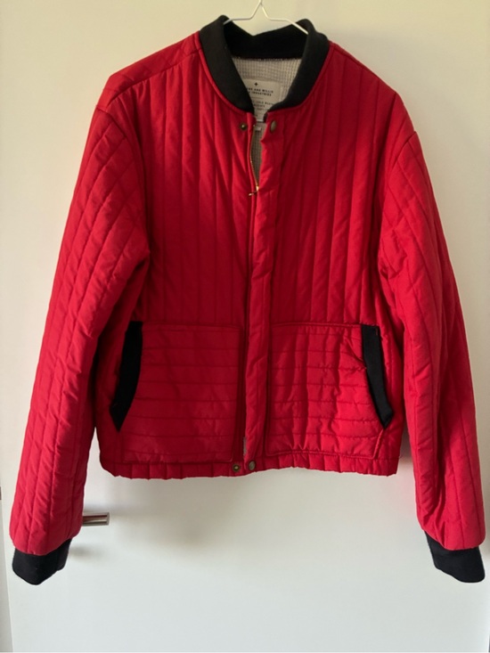 imogene + willie Jackets & Blazers - imogene + willie Red Quilted Bomber Jacket with Black Trim